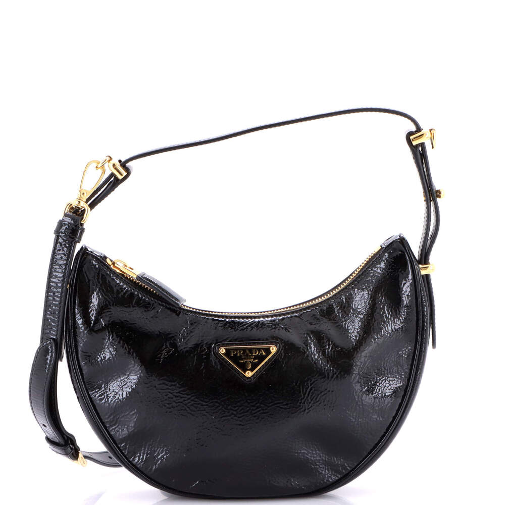 Prada Arque Half Moon Hobo Vernice #269082P21B - Picture 1 of 8
